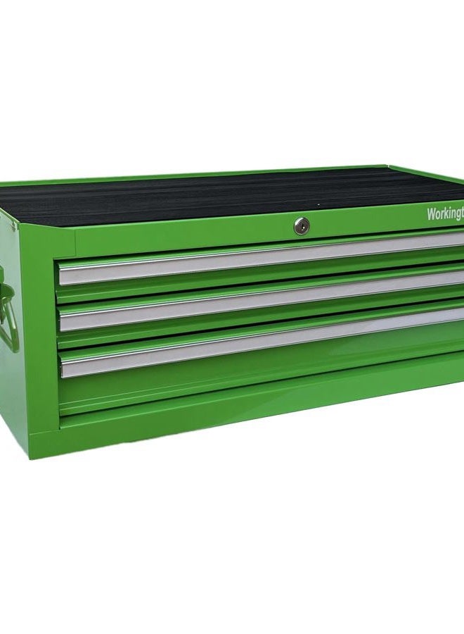 Workington Industrial 3 Drawers Portable Metal Intermediate Box, 26" Middle Tool Chest Cabinet with Ball Bearing Drawer Slides, Steel Tool Storage Box Organizer 4009 Green - Image 3