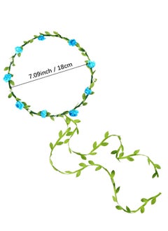 Oasisgalore 4 PCS Set of Rose Flower Crown Headbands, Pink, Blue, Purple, White, Ideal Hair Accessories for Weddings  - Image 5