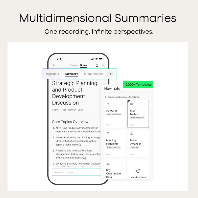 Plaud Note AI Voice Recorder, Voice Recorder w/Case, App Control, Transcribe & Summarize with AI Technology, Support 112 Languages, 64GB Memory, Audio Recorder for Lectures, Meetings, Calls, Black - Image 4