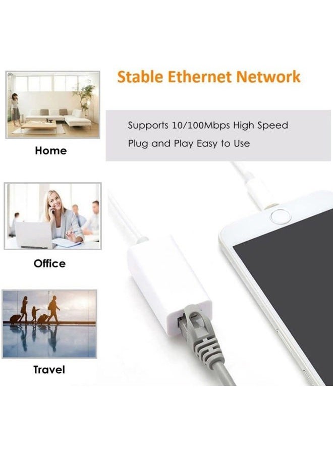 DesofIcon [Apple MFi Certified] Lightning to Ethernet Adapter,RJ45 Ethernet LAN Network Adapter Cable with 8 Pin Connector Compatible with iPhone 13/12/11/XS/XR/X/8/7/iPad/iPod, Plug and Play, Supports 100Mbps - Image 3