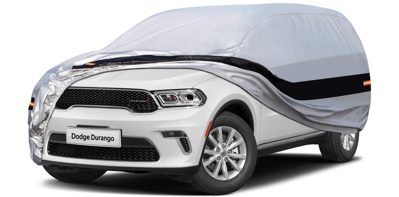 Holthly 10 Layers SUV Car Cover Custom Fit for Dodge Durango 20042024 Waterproof All Weather for Automobiles Outdoor Full Cover Rain Sun UV ProtectionSilver