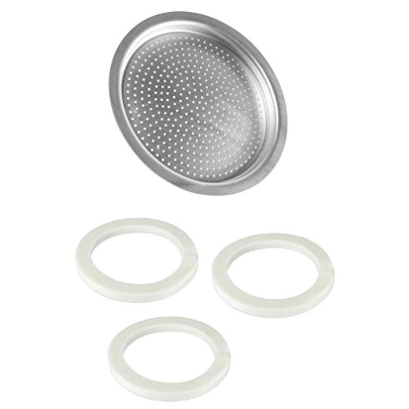 Univen 25 64mm Espresso Filter and Gasket Seals Compatible with Bialetti 6 Cup Aluminum Espresso Makers - Image 1
