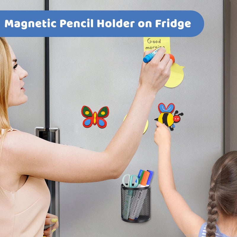 LUCYCAZ Magnetic Pencil Holder - Locker Accessories, 2 Pack Magnetic Pen Holder for Refrigerator for Home School and Office, Black - Image 4