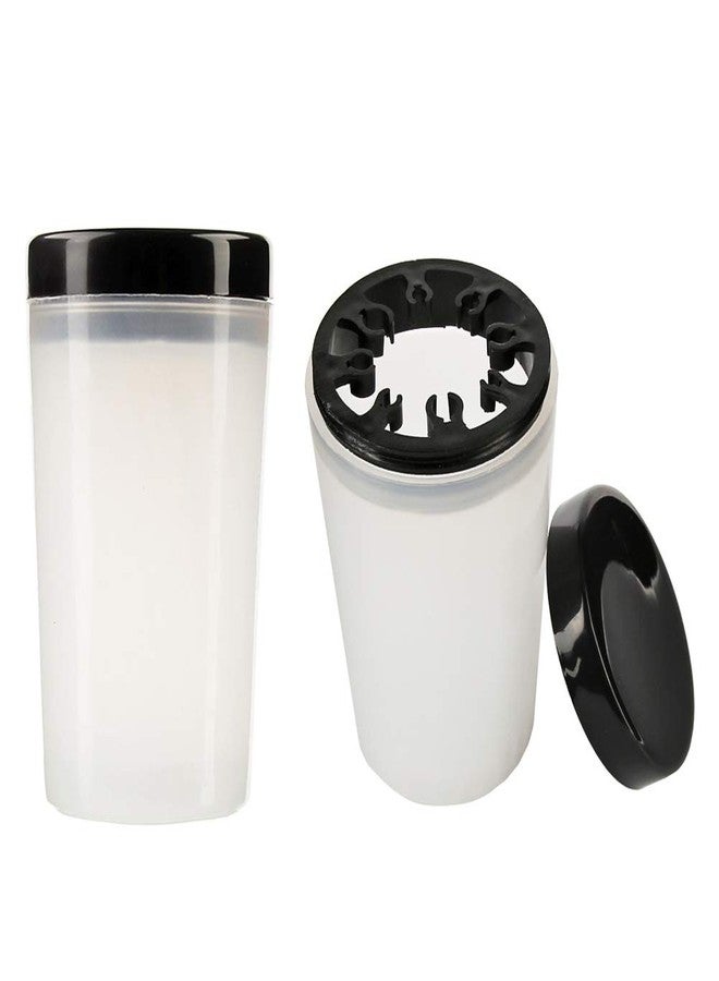 lasenersm 2 Pieces Nail Art Brush Cleaner Cup Nail Art Tip Brushes Holder Remover Cup UV Gel Pen Polish Remover Cleanser Cup Immersion Brush Cleaner Pot Multiple Size Slots, Black Lid - Image 1