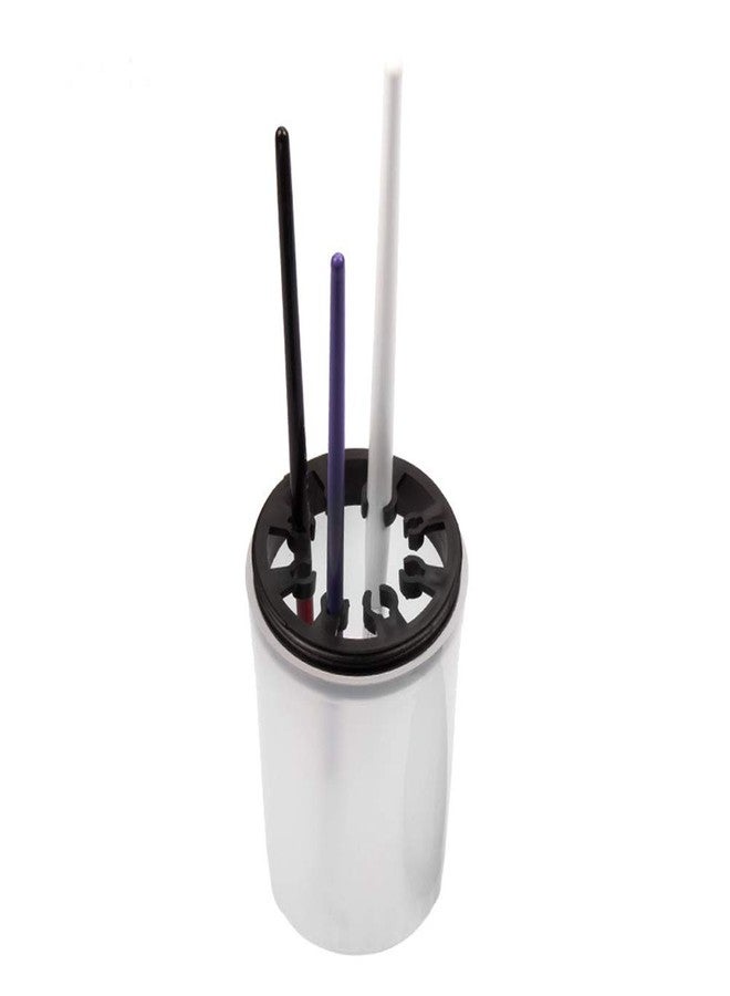 lasenersm 2 Pieces Nail Art Brush Cleaner Cup Nail Art Tip Brushes Holder Remover Cup UV Gel Pen Polish Remover Cleanser Cup Immersion Brush Cleaner Pot Multiple Size Slots, Black Lid - Image 5