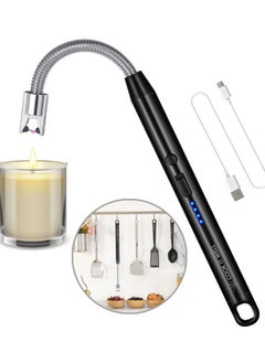 Candle BBQ Lighter With Hook Can Be Easily Hanged Anywhere Type C Black USB Rechargeable
