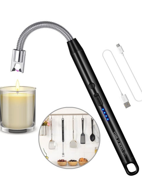 Candle BBQ Lighter With Hook Can Be Easily Hanged Anywhere Type C Black USB Rechargeable