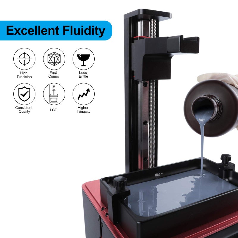 ELEGOO ABS-Like 3D Printer Resin, 405nm UV-Curing LCD Resin High Precision Fast Curing Non-Brittle Standard Photopolymer Resin for LCD Printing Grey 1000G - Image 2
