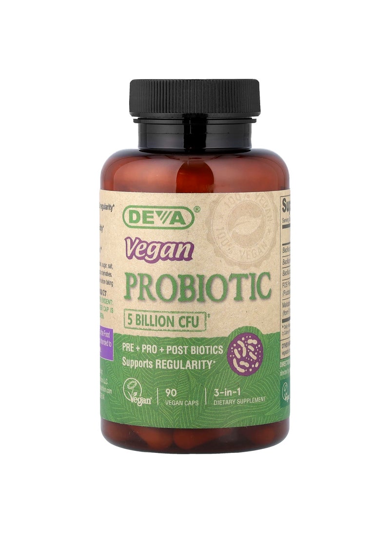 Deva 3-in-1 Vegan Probiotic, 5 Billion CFU, 90 Vegan Caps
