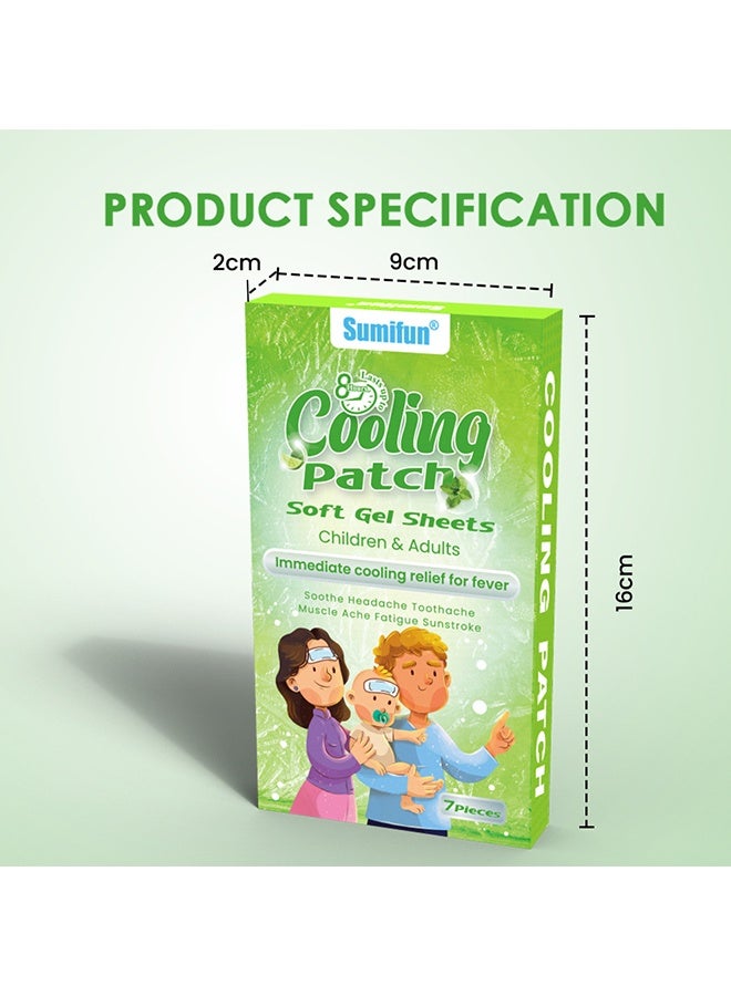 سوميفون عبوتان (14 قطعة) لصقة تبريد - لصقة تبريد للحمى، تخفيف طبيعي للصداع والصداع النصفي، شريحة هلامية ناعمة، لصقة حمى للأطفال، للتوتر/التهاب الجيوب الأنفية، منع الصداع - Image 3
