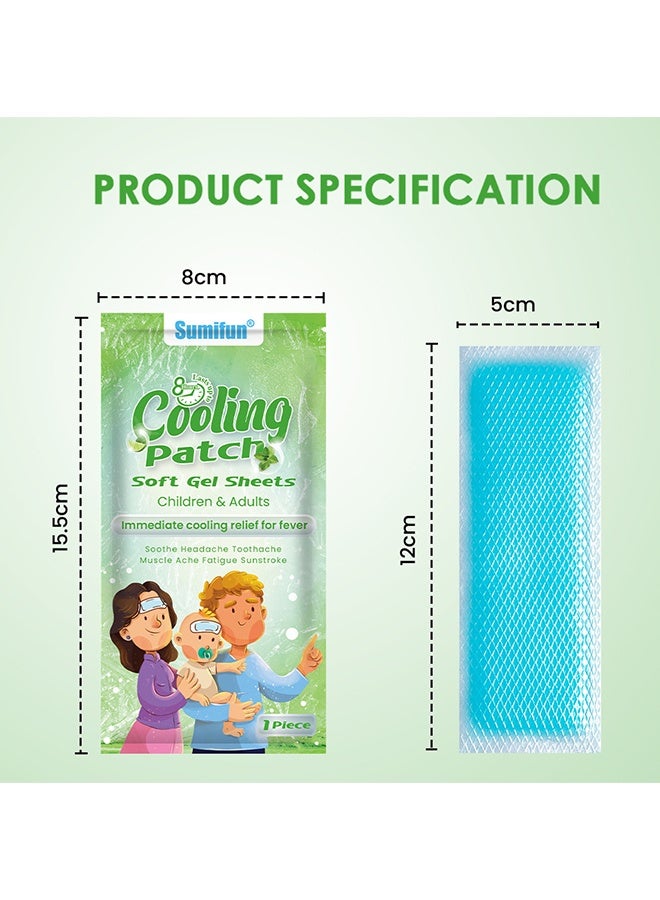 سوميفون عبوتان (14 قطعة) لصقة تبريد - لصقة تبريد للحمى، تخفيف طبيعي للصداع والصداع النصفي، شريحة هلامية ناعمة، لصقة حمى للأطفال، للتوتر/التهاب الجيوب الأنفية، منع الصداع - Image 2