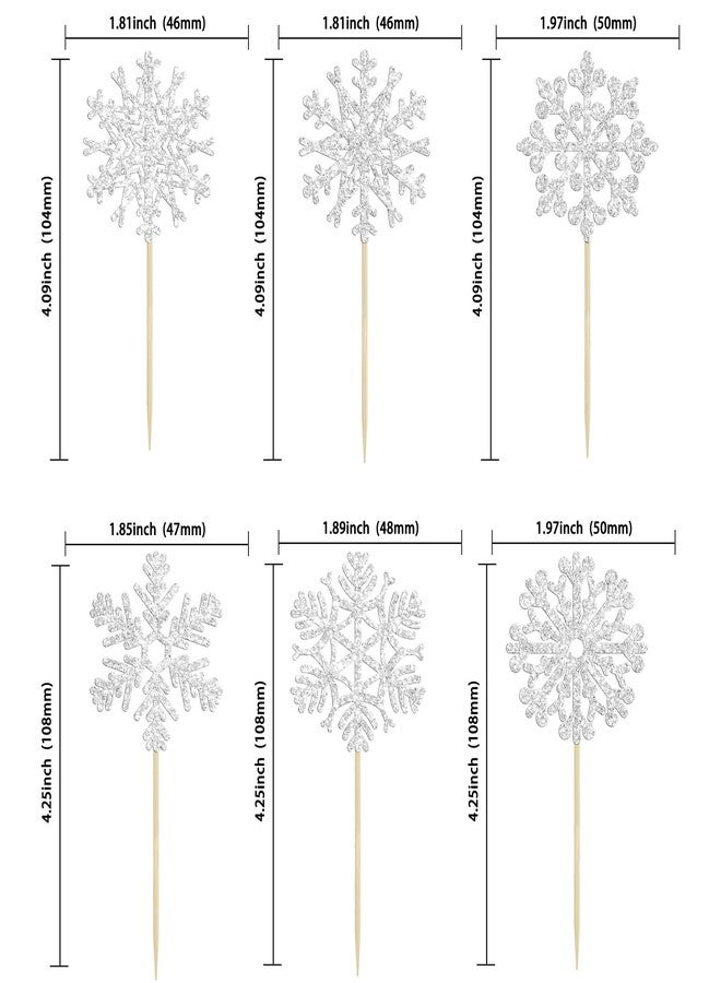 Ephlyn 24Pcs Snowflake Cupcake Toppers Silver Glitter Winter Snowflake Cupcake Picks Frozen Cake Toppers for Baby Shower Kids Birthday Christmas Party Cake Decorations Supplies - Image 3