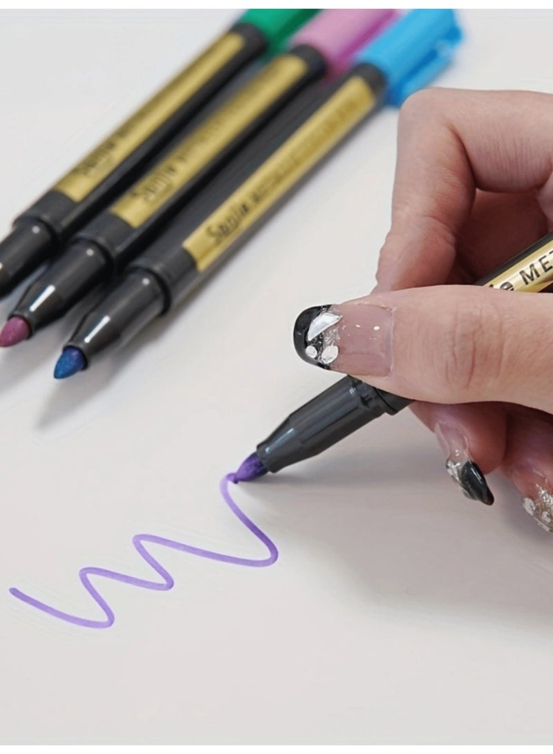 SanJie 10pcs Metallic Color Marker Pen Set – Mixed Colors, Medium Tip, Water-Based & Non-Toxic | Perfect for Rock Painting, Card Making, Scrapbooking, DIY Albums, Glass, Ceramics, Wood, Metal & Plastic Surfaces | Ideal for School, Crafts, and Gifts - Image 4