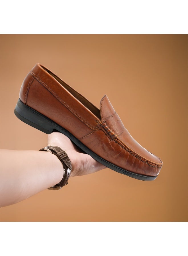 Mont Hawk Ara Mocc Men’s Genuine Leather Loafers – Argentinean Cowhide Slip-On Casual & Semi Formal Shoes for Men, Comfortable Breathable Moccasin Driving Loafers with Rubber Sole (Tan) - Image 5