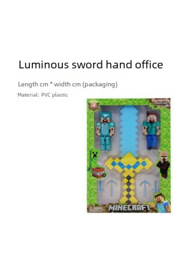 Plastic Minecraft Figurines Steve Creeper Collectible Toys Cartoon Character Models Unisex Suitable For Children Over 7 Years-Color:Luminous Steve (3 Models)