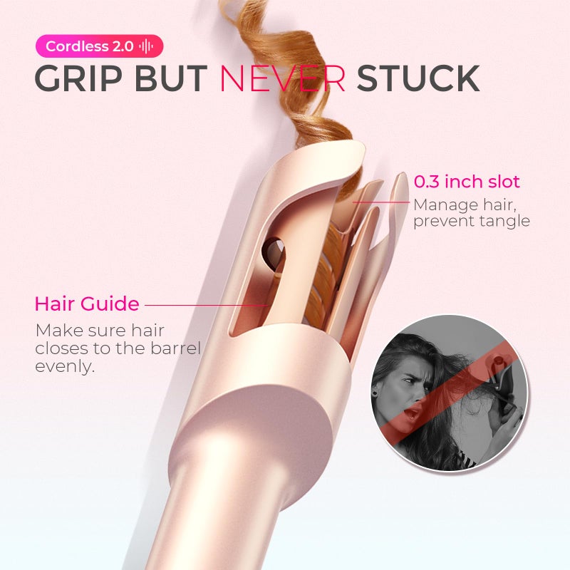 TYMO TYMO Cordless Automatic Curling Iron - TYMO CurlGo 1 Inch Beach Waves Rotating Curling Wand  Dual Voltage & Rechargeable Portable Hair Curler for Travel  Safe & Tangle-Free  Gold Blush  - Image 5