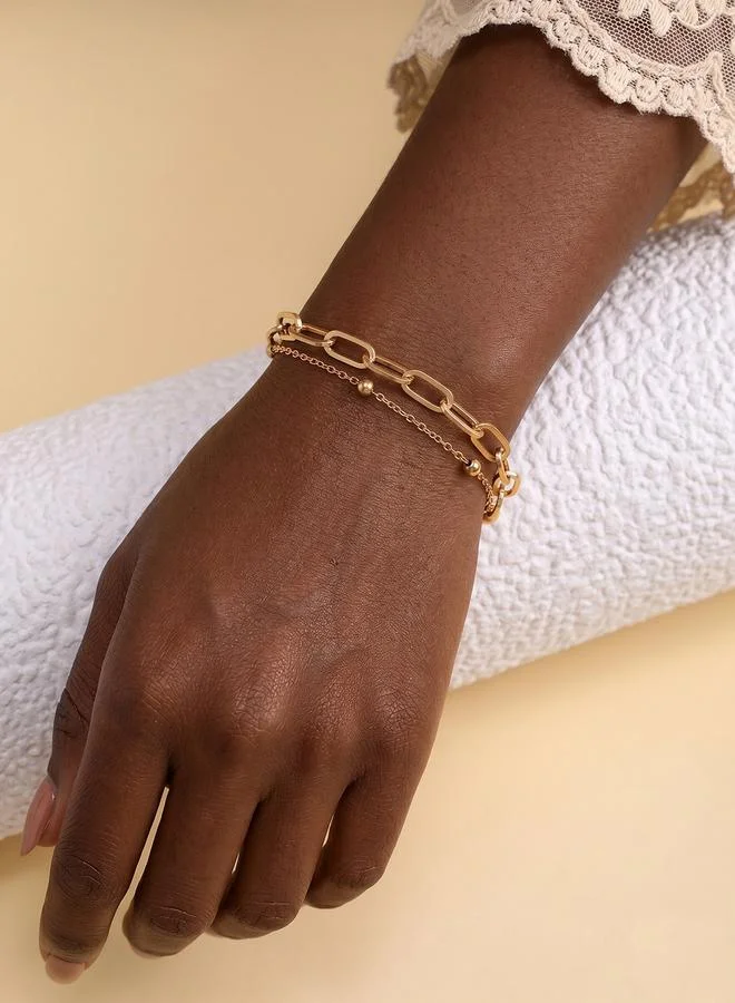 تايك تو Gold Tone Layered Link Bracelet