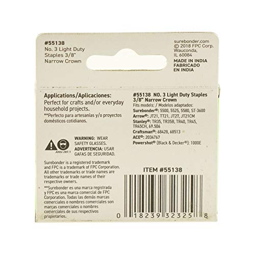 Surebonder 55138 Light Duty 3/8-Inch Leg Length, .441-Inch Crown Staples, Arrow JT21 Type, 1000 Count - Image 3