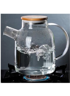 Happy Home Heat-resistant borosilicate glass teapot, microwave safe, with bamboo lid and removable infuser, suitable for loose leaf tea, flower tea, and fruit infusion tea, 1500ml  - Image 4