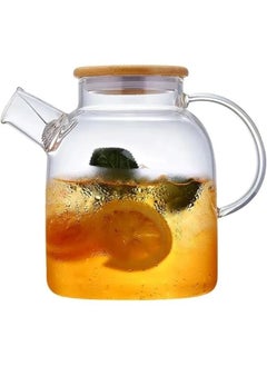 Happy Home Heat-resistant borosilicate glass teapot, microwave safe, with bamboo lid and removable infuser, suitable for loose leaf tea, flower tea, and fruit infusion tea, 1500ml  - Image 5