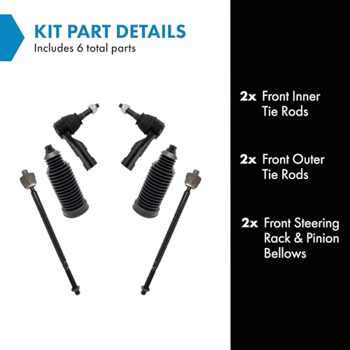 TRQ Front Steering Kit Steering Rack & Pinion Bellow Tie Rod Compatible with 2013-2018 Ram 1500 - Image 2