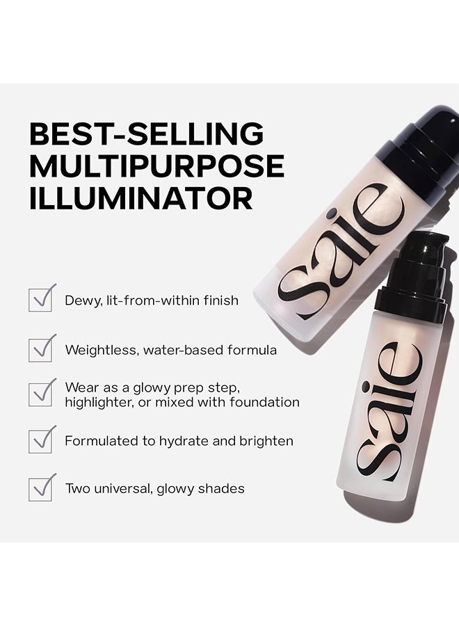 Saie Glowy Super Gel, Mini Glowy Super Gel Lightweight Illuminator 15ml - Luminizer + Makeup Primer For Glowing Skin - Enriched With Vitamin C + Hydrating Squalane Oil - Wear Alone Or Under Makeup - Starglow - Image 5