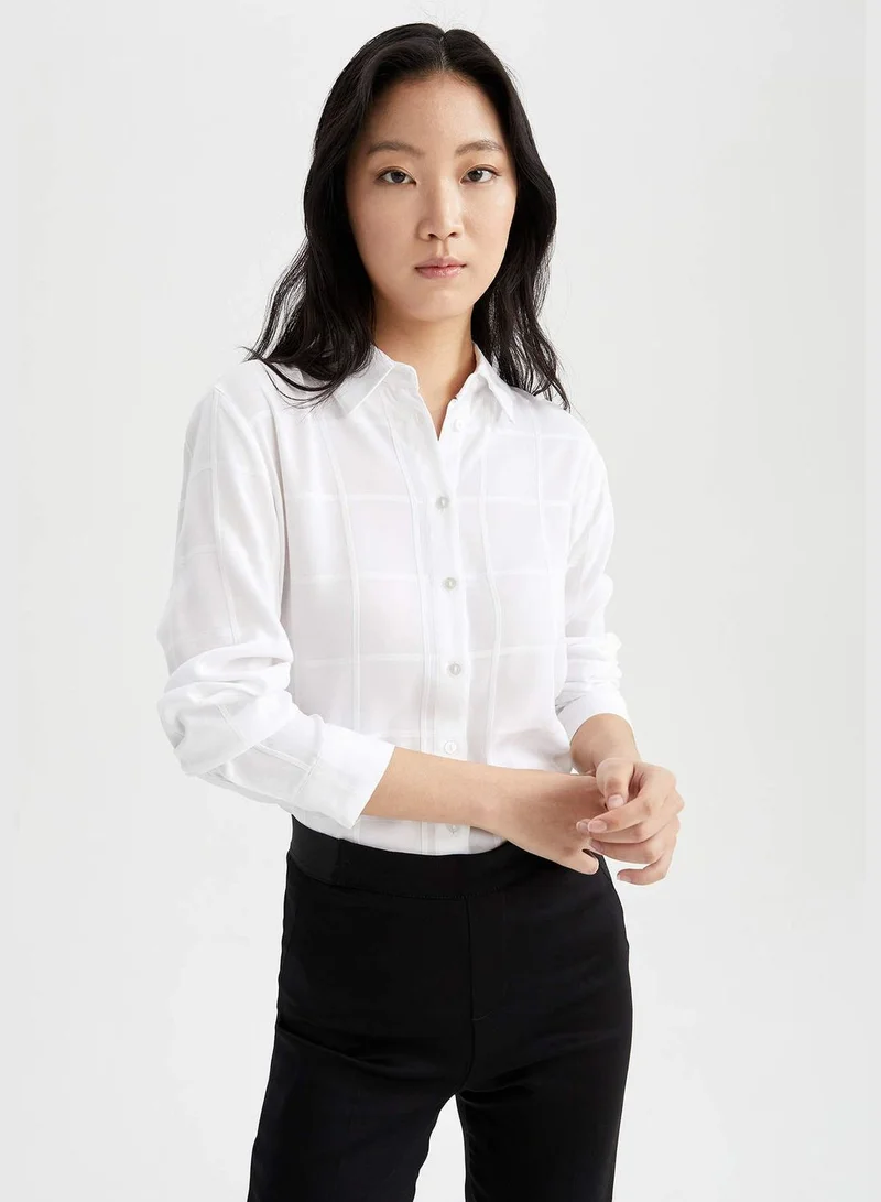 ديفاكتو Elastic Hem Long Sleeve Regular Fit Shirt Neck Top