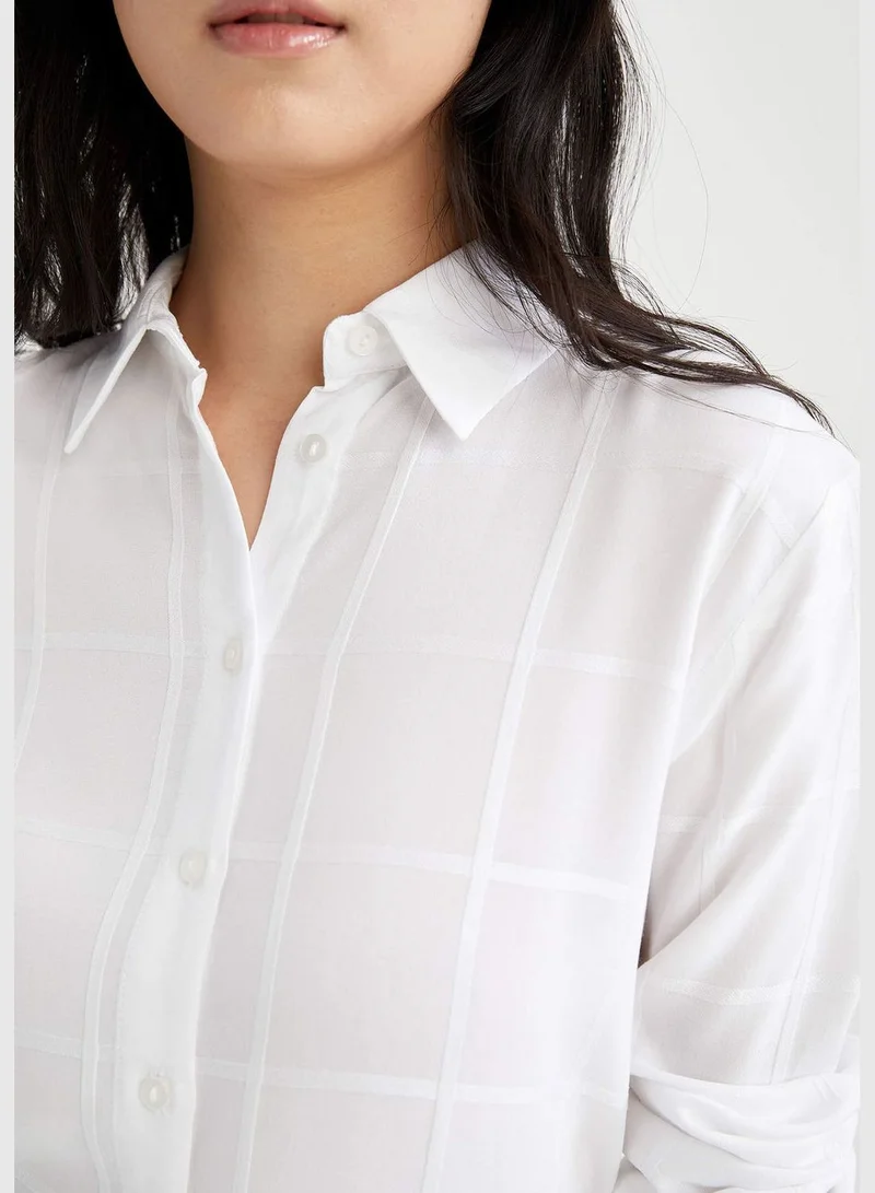 ديفاكتو Elastic Hem Long Sleeve Regular Fit Shirt Neck Top