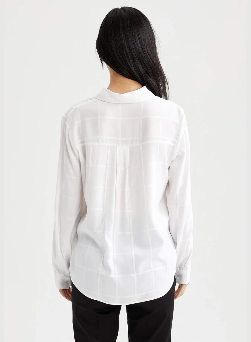 ديفاكتو Elastic Hem Long Sleeve Regular Fit Shirt Neck Top