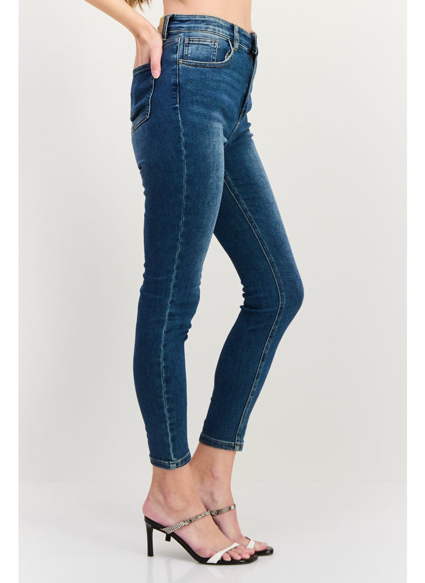 Scotch & Soda - Women Slim Fit Washed Stretchable The Keeper Jeans, Blue - Image 1