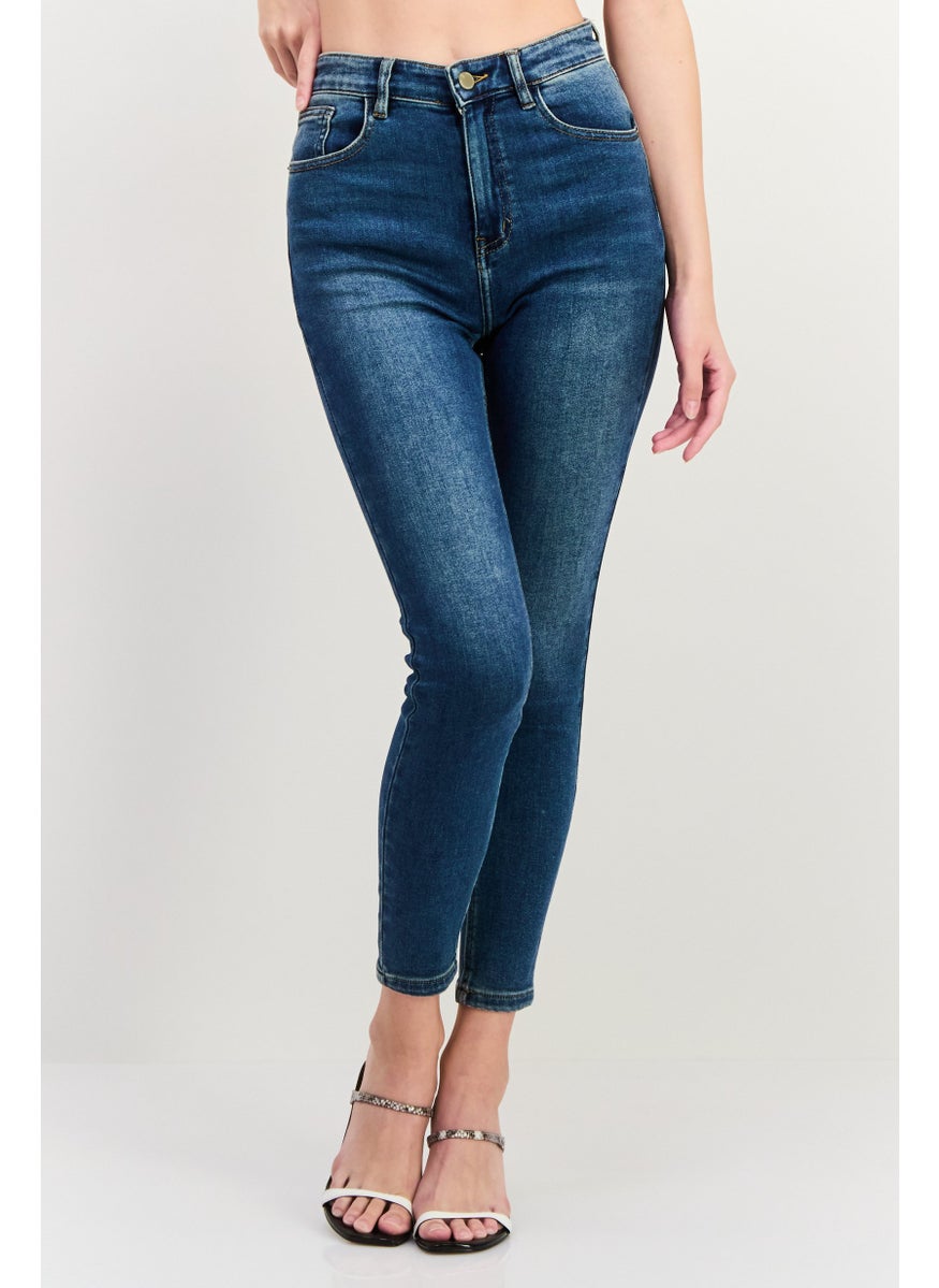 Scotch & Soda - Women Slim Fit Washed Stretchable The Keeper Jeans, Blue - Image 1