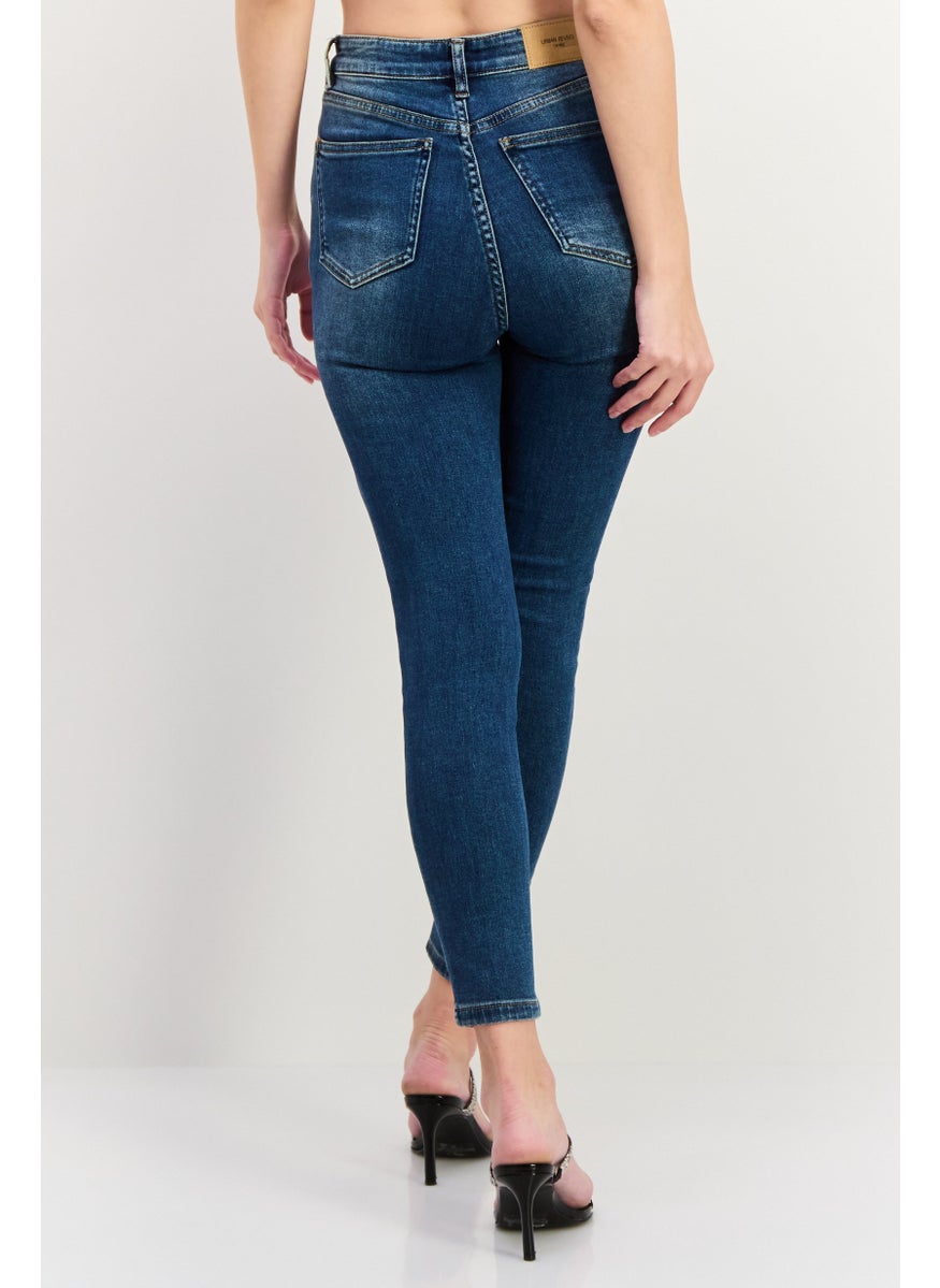Scotch & Soda - Women Slim Fit Washed Stretchable The Keeper Jeans, Blue - Image 1