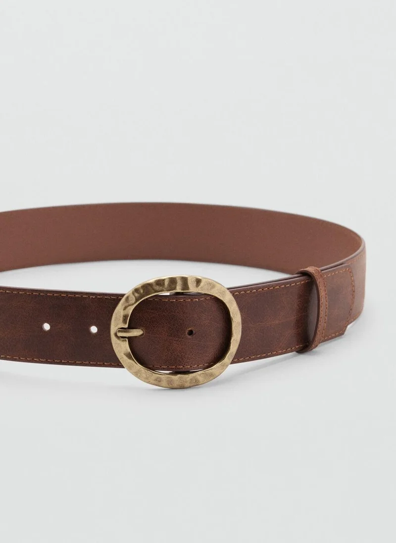 مانجو Textured belt with round buckle