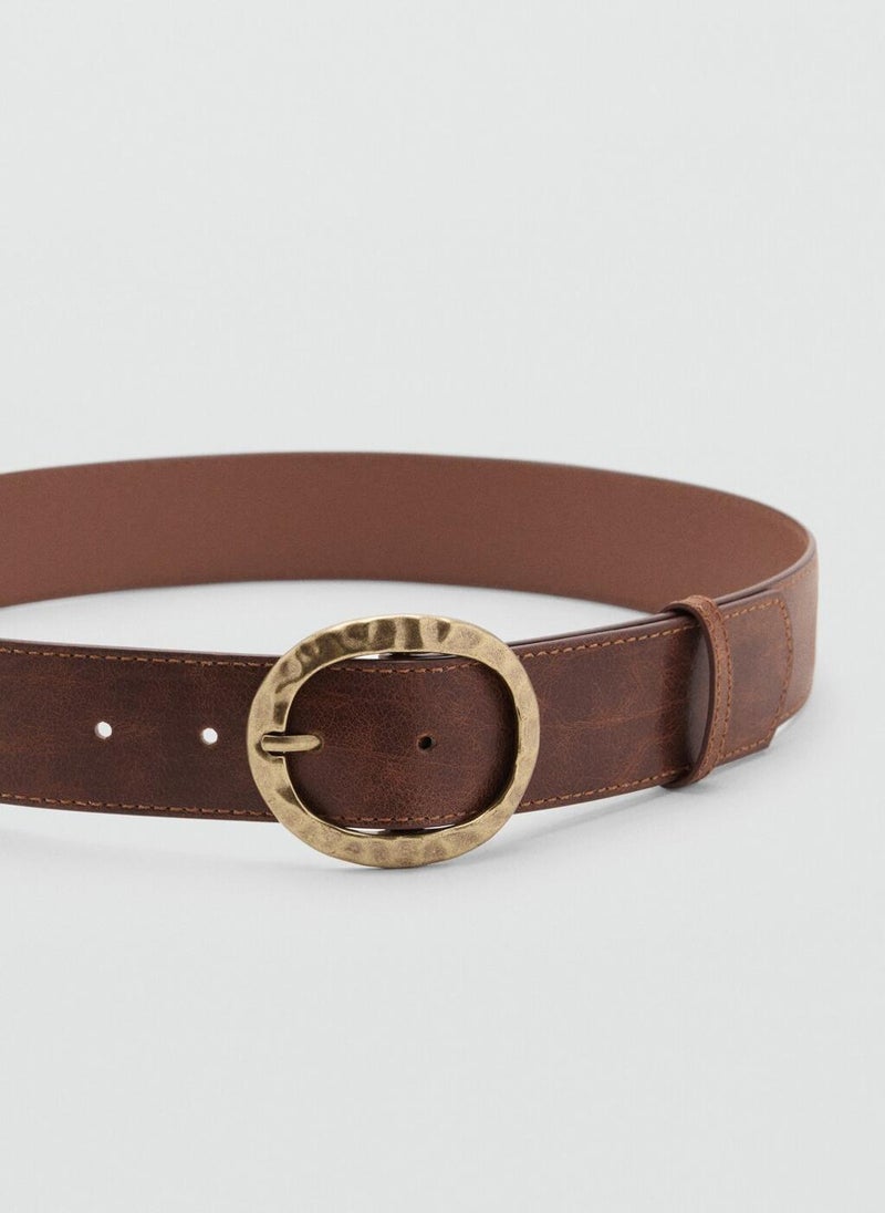 MANGO Textured belt with round buckle - Image 2