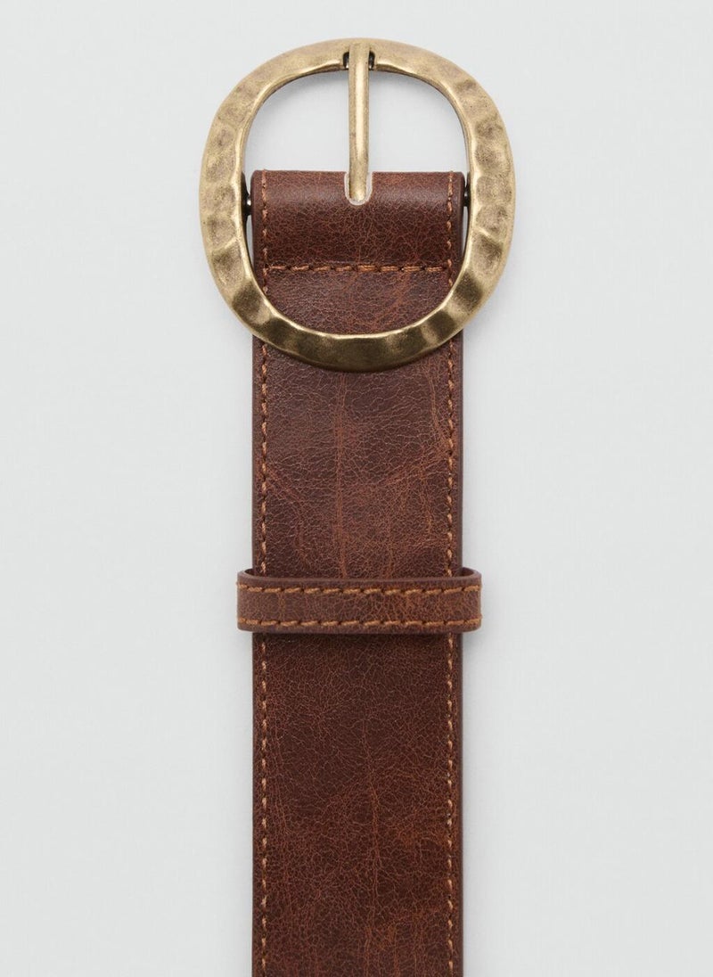 MANGO Textured belt with round buckle - Image 3