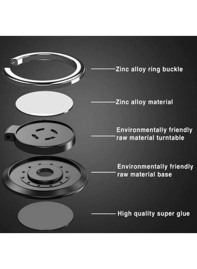 2PCS Magnetic Phone Ring 360 Degree Rotation and 180 Degree Adjustable Finger Ring Kickstand with Polished MetalPhone Grip - Image 5