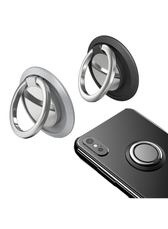 2PCS Magnetic Phone Ring 360 Degree Rotation and 180 Degree Adjustable Finger Ring Kickstand with Polished MetalPhone Grip - Image 1