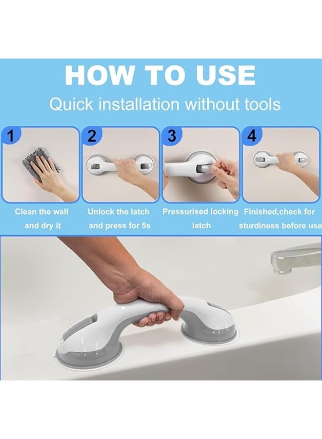 Suction Grab Bar for Bathroom Safety, 12 Inch Support Handle for Shower, Bathtub and Toilet, Easy Installation for Elderly and Daily Mobility Assistance - Image 4