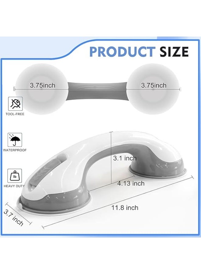 Suction Grab Bar for Bathroom Safety, 12 Inch Support Handle for Shower, Bathtub and Toilet, Easy Installation for Elderly and Daily Mobility Assistance - Image 2