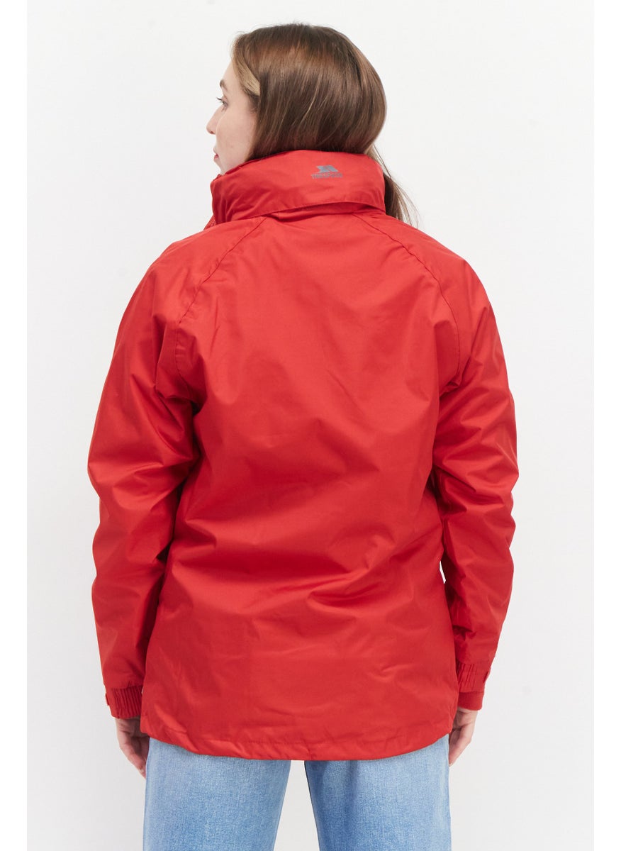 Trespass Women High Neck Long Sleeve Solid Windbreaker Jacket, Red  - Image 2