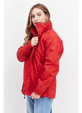 Trespass Women High Neck Long Sleeve Solid Windbreaker Jacket, Red  - Image 3