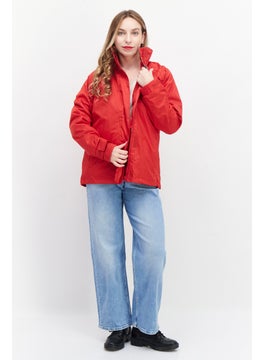 Trespass Women High Neck Long Sleeve Solid Windbreaker Jacket, Red  - Image 4