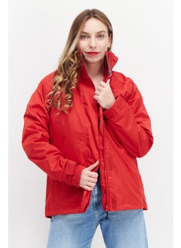 Trespass Women High Neck Long Sleeve Solid Windbreaker Jacket, Red  - Image 1