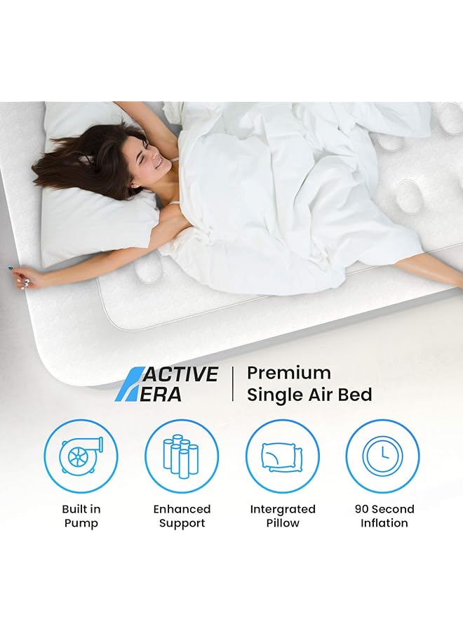 ACTIVE ERA Premium Air Bed Single Size with Built in Electric Pump and Integrated Pillow Air Mattress Guest Bed & Inflatable Mattress for Home or Travel - Image 2