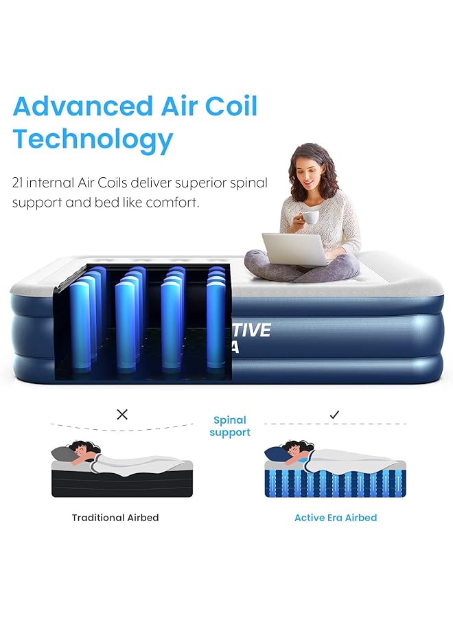 ACTIVE ERA Premium Air Bed Single Size with Built in Electric Pump and Integrated Pillow Air Mattress Guest Bed & Inflatable Mattress for Home or Travel - Image 3