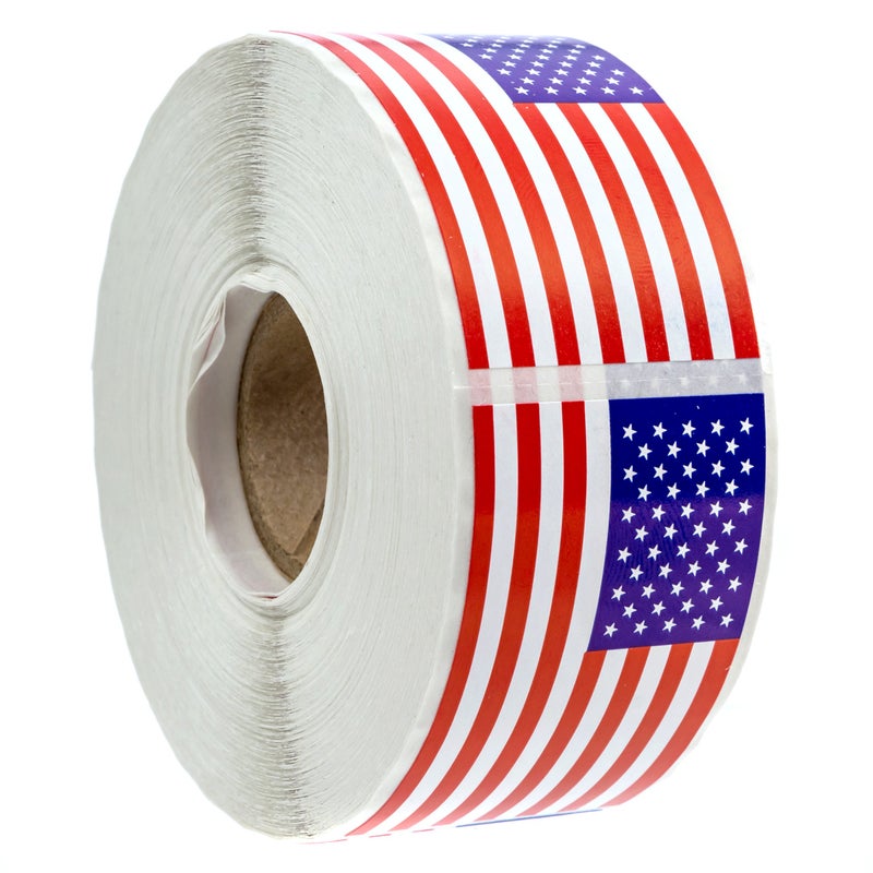 SBlabels American Flag Stickers / 500 Perforated Patriotic United States of America Flags Sticker Roll / 1.25" x 2.125" USA Patriotic Labels/Made in The USA - Image 1