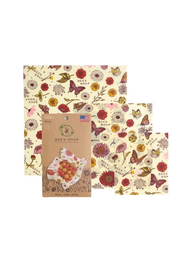 Bee's Wrap Vegan 3 Pack Made In Usa With Certified Organic Cotton Plastic And Silicone Free Reusable Plantbased Food Wraps 3 Pieces (S M L)  - Image 1