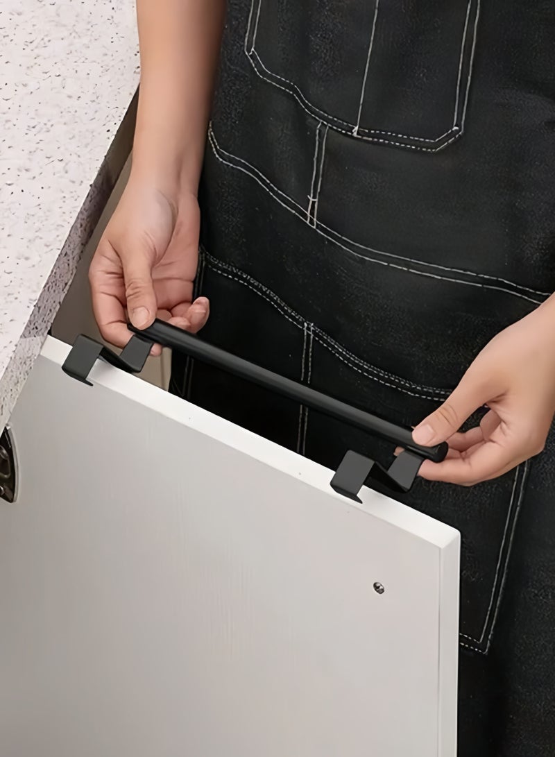 علاقة منشفة من الفولاذ المقاوم للصدأ - بدون حفر، لل على باب الخزانة في الحمام أو المطبخ (قطعة واحدة، أسود، 24/36 سم) - Image 5