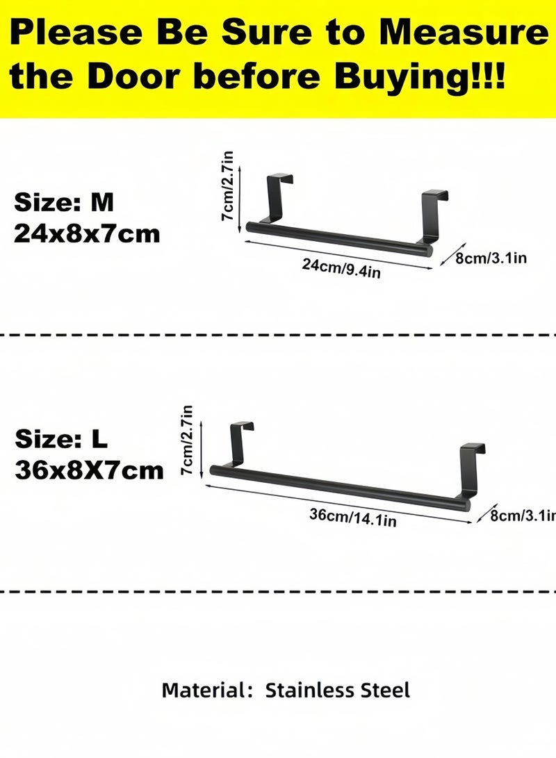 علاقة منشفة من الفولاذ المقاوم للصدأ - بدون حفر، لل على باب الخزانة في الحمام أو المطبخ (قطعة واحدة، أسود، 24/36 سم) - Image 2