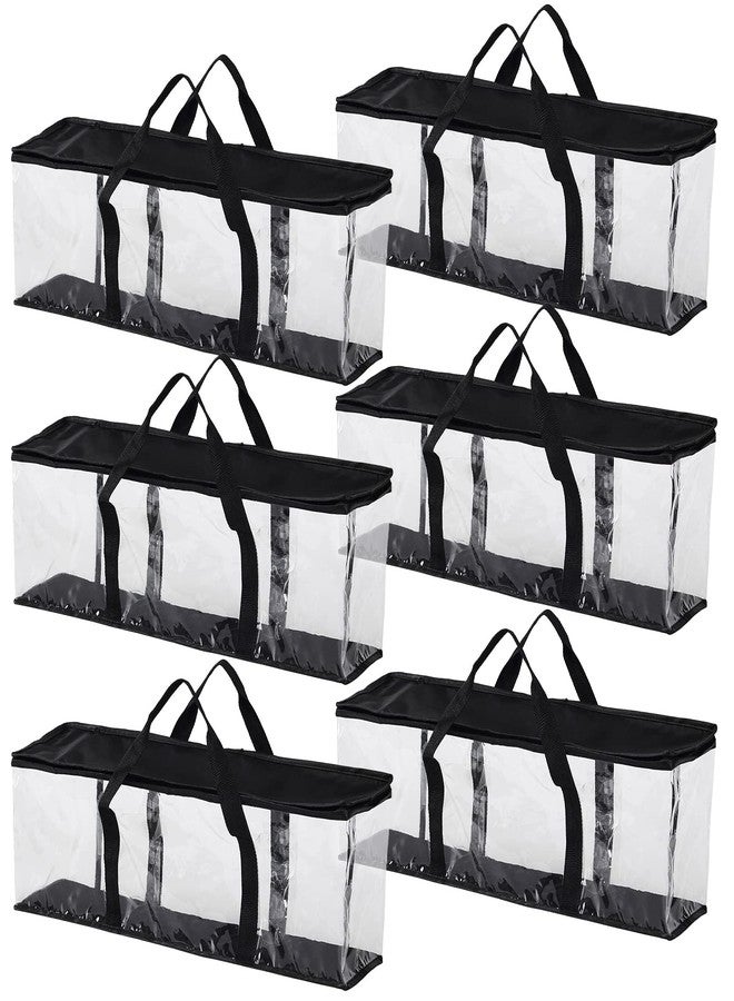 Fasmov 6 Pcs DVD Storage Bags Hold up to 240 DVDs (40 Each Bag), Water Resistant DVD Holder Case with Handles, Transparent PVC Media Storage for DVDs, CDs, Video Games, Books, Black - Image 1